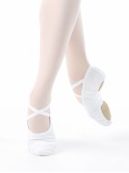 Балетные мягкие туфли высокой закрытости из стретч-ткани белые