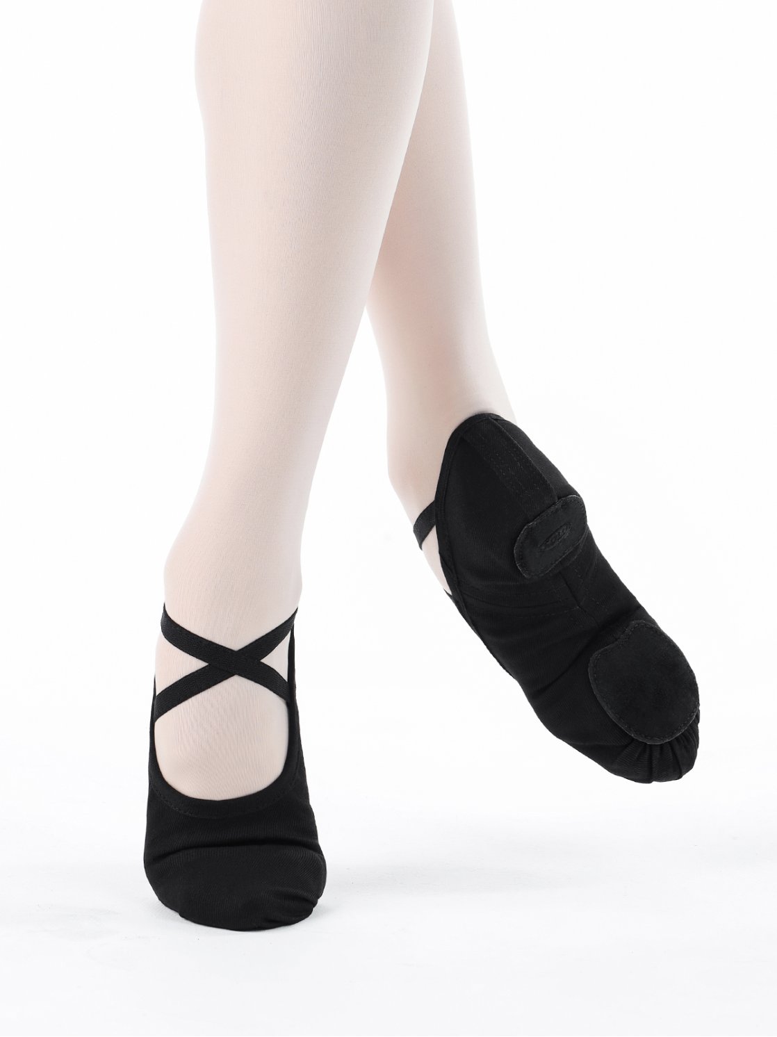 Балетные мягкие туфли высокой закрытости из стретч-ткани черные