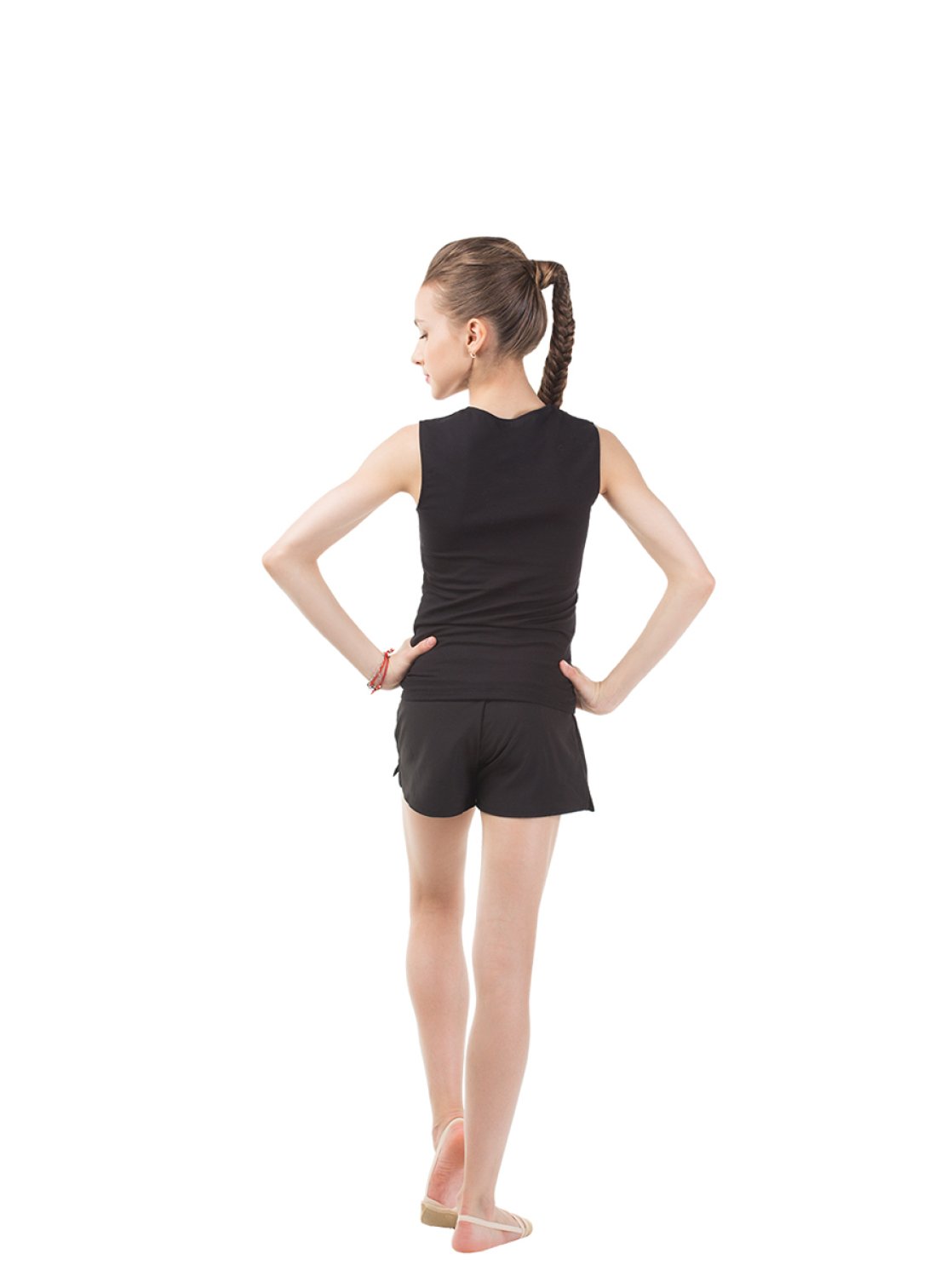 Майка с закрытыми лопатками из хлопка черная