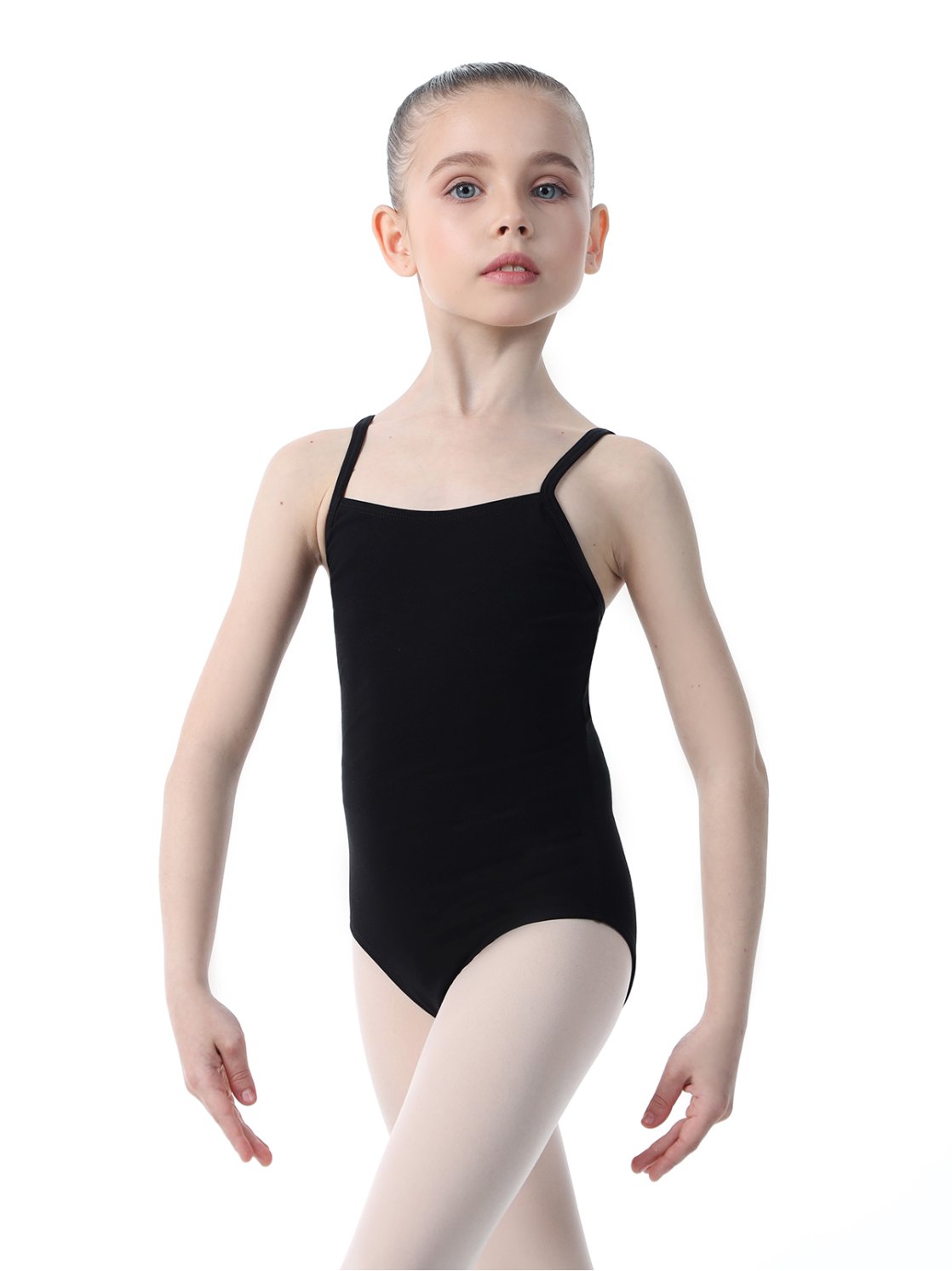 Хореографический купальник (боди) на тонких бретелях черный