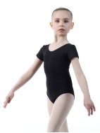 Хореографический купальник (боди) с коротким рукавом черный