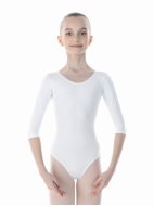 Купальник из хлопка белый с рукавом 3/4