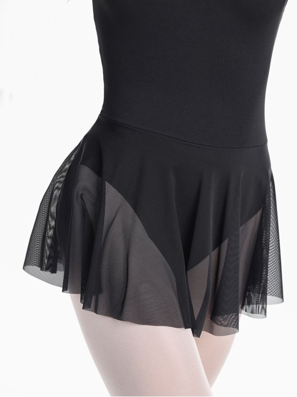 Купальник из хлопка с рукавом 3/4 и юбочкой из сетки