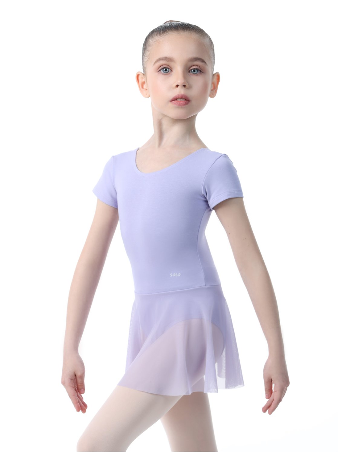 Хореографический купальник (боди) с юбочкой сиреневый