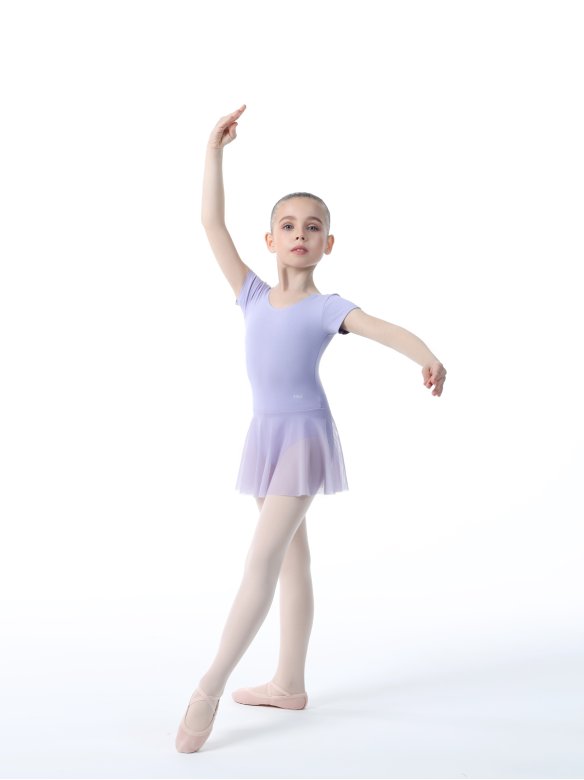 Хореографический купальник (боди) с юбочкой сиреневый