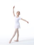 Хореографический купальник (боди) с юбочкой белый