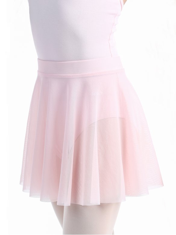 Юбка-солнце короткая из мелкой сетки розовая