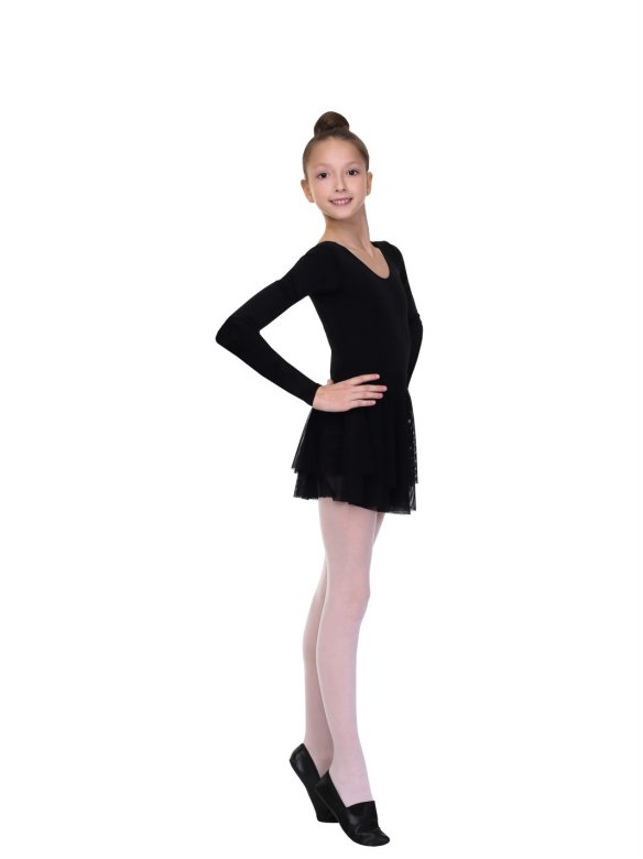 Юбка-солнце двойная из мелкой сетки черная