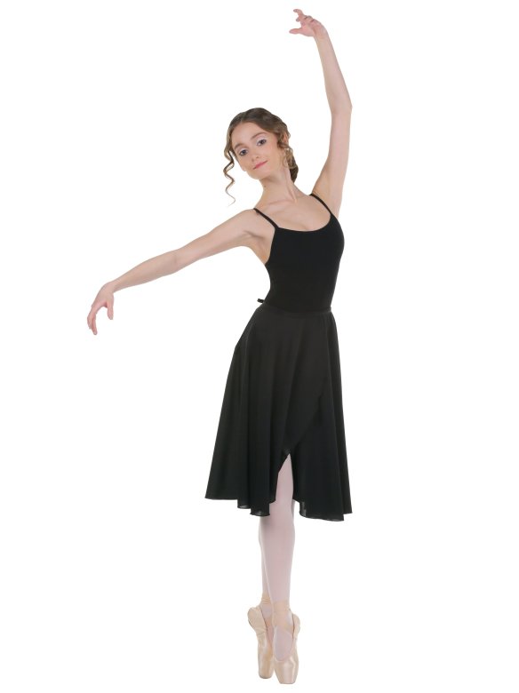 Юбка с запа́хом длиной ниже колена чёрная