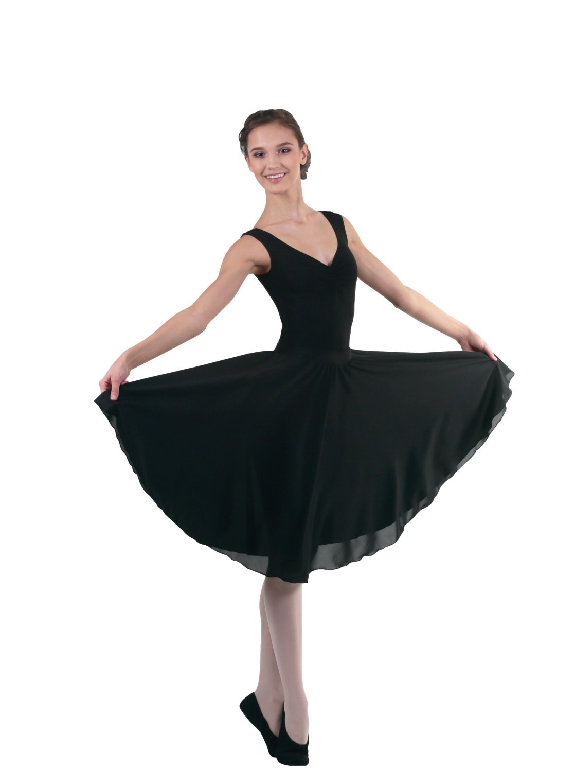 Юбка-солнце длиной по колено чёрная