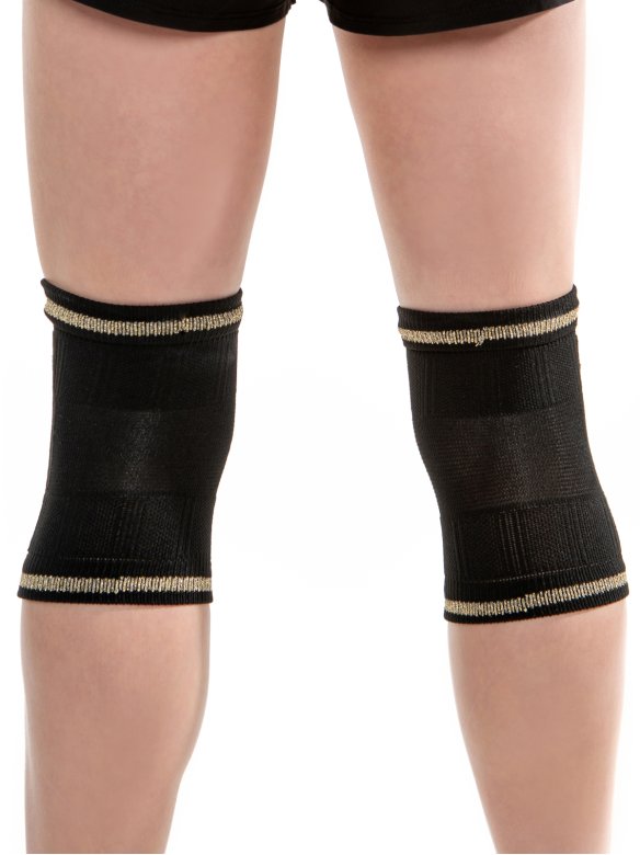 Наколенники вязаные чёрные с золотым