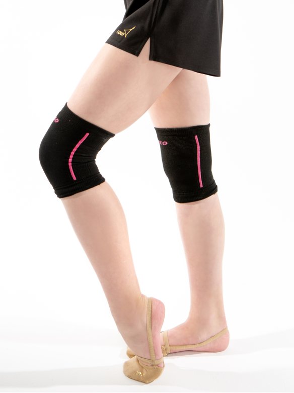 Наколенники вязаные черные с розовыми полосками