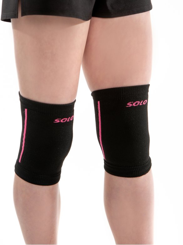 Наколенники вязаные черные с розовыми полосками