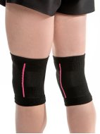 Наколенники вязаные черные с розовыми полосками