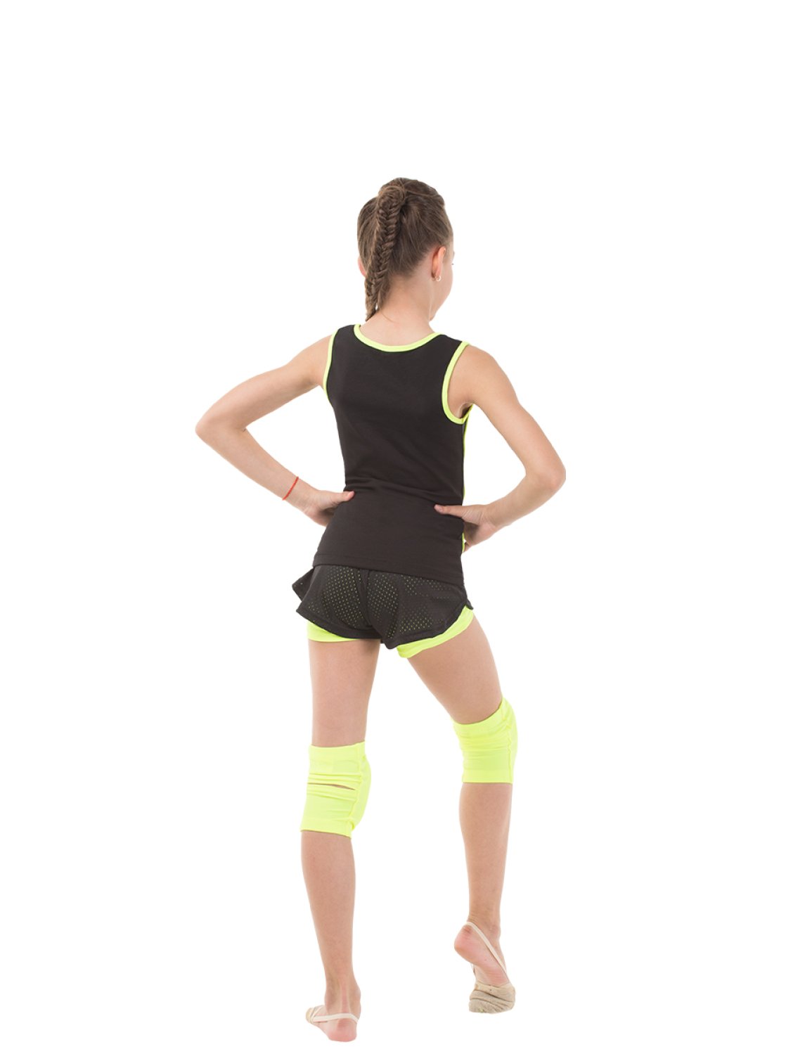 Майка с закрытыми лопатками из хлопка черный/лайм