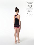 Майка-борцовка с кантами и вставками из сетки черный/розовый