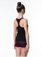 Майка-борцовка с кантами и вставками из сетки черный/розовый