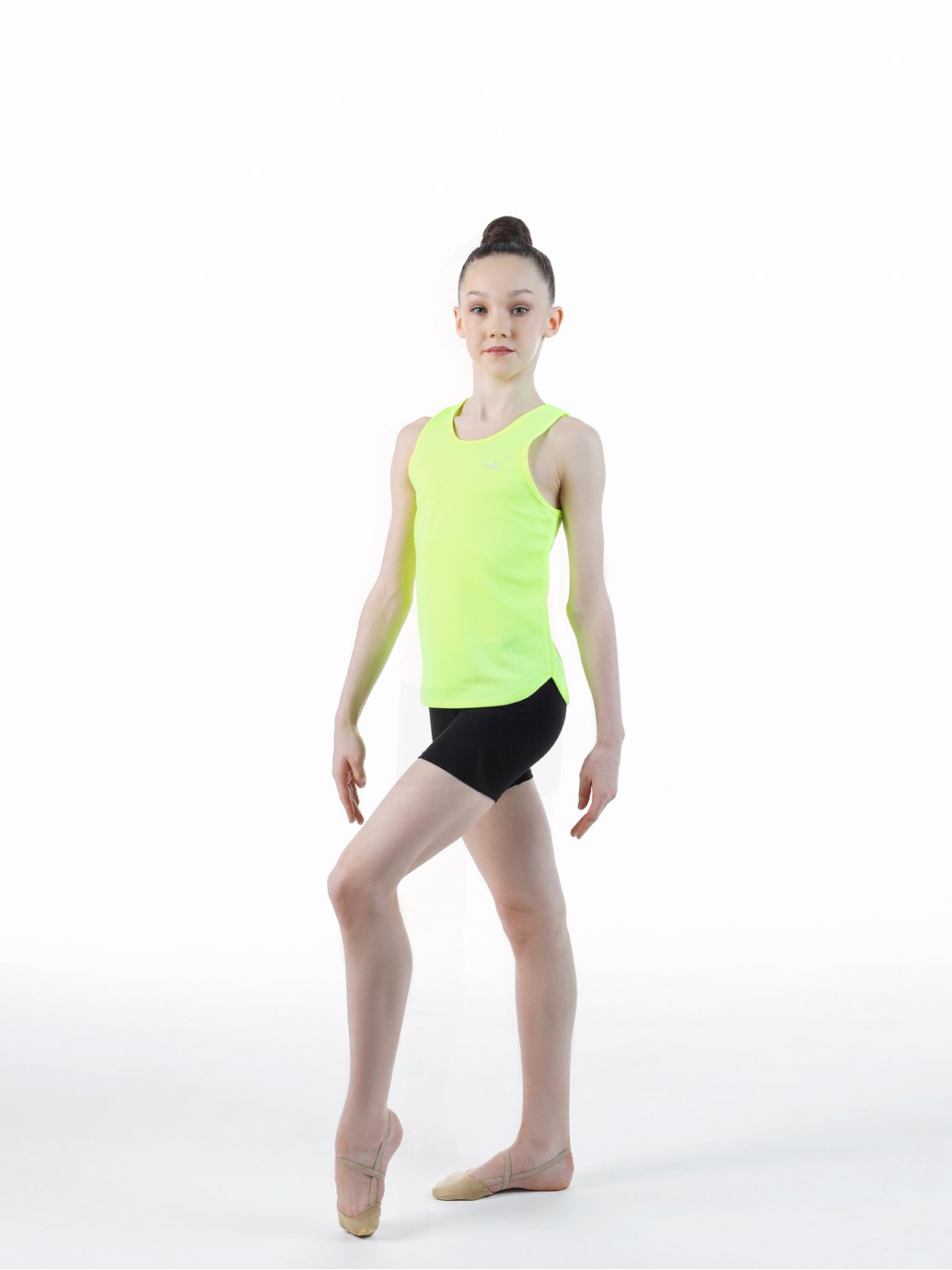 Майка с закрытыми лопатками из полиэфира желтая