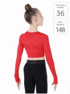 Кроп-топ лонгслив красный