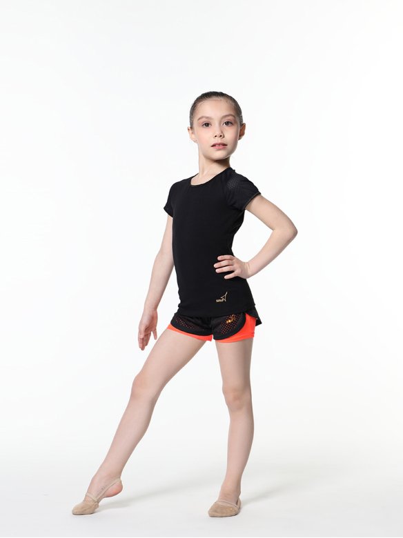 Футболка с кантами и вставками из сетки черная