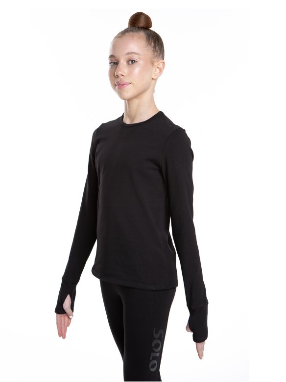 Лонгслив из хлопка «Total Black» с прорезью для пальца