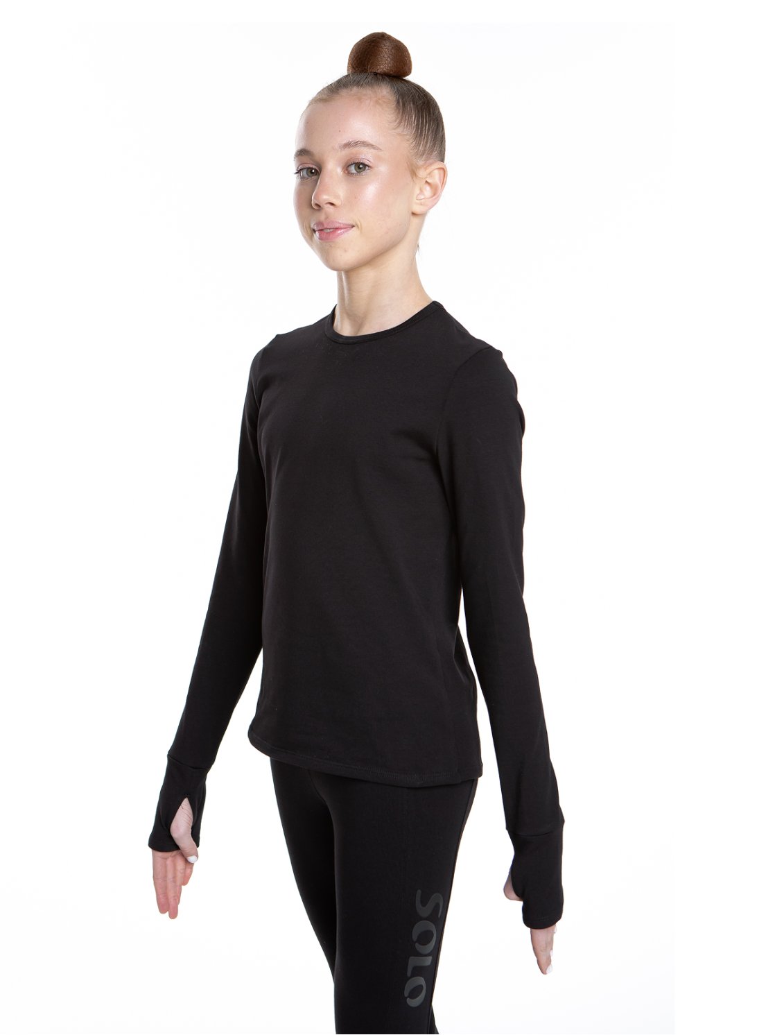 Лонгслив из хлопка «Total Black» с прорезью для пальца