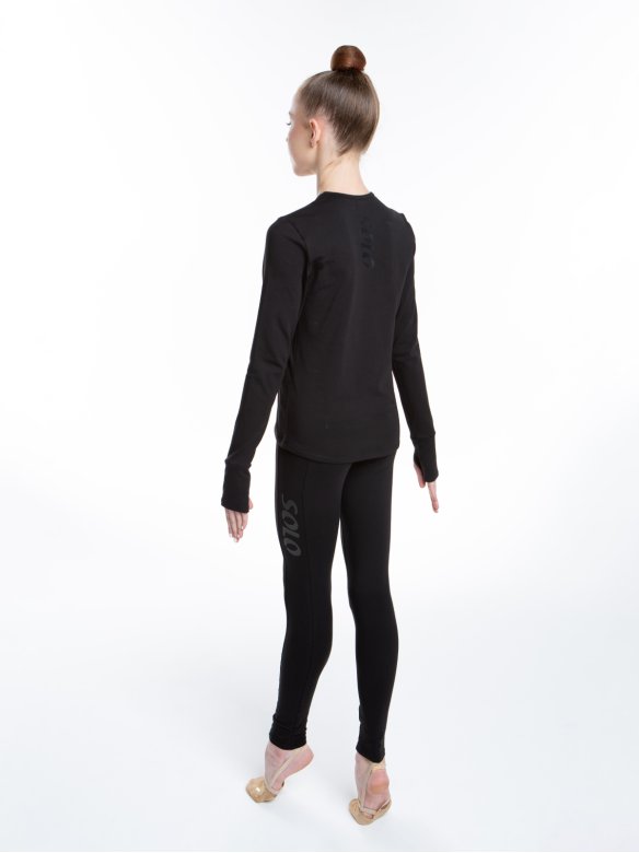 Лонгслив из хлопка «Total Black» с прорезью для пальца