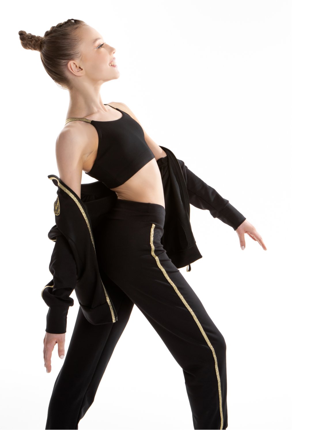 Гимнастические брюки «Триумф» черные из футера