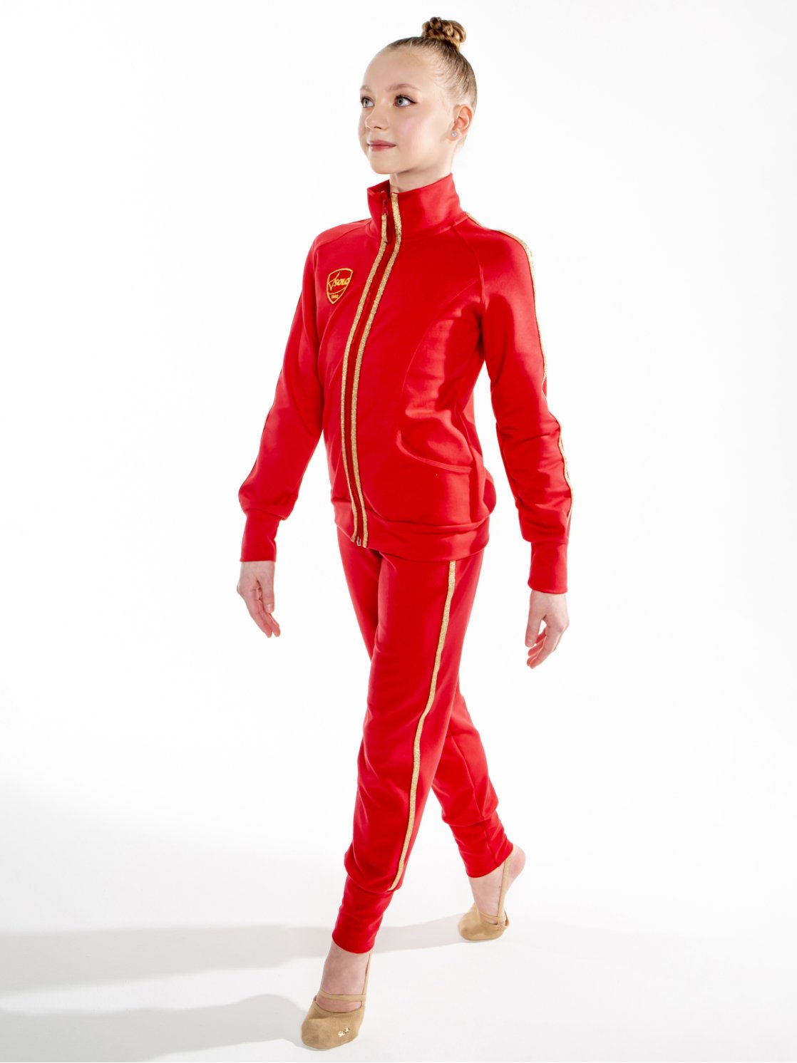 Гимнастические брюки «Триумф» красные из футера