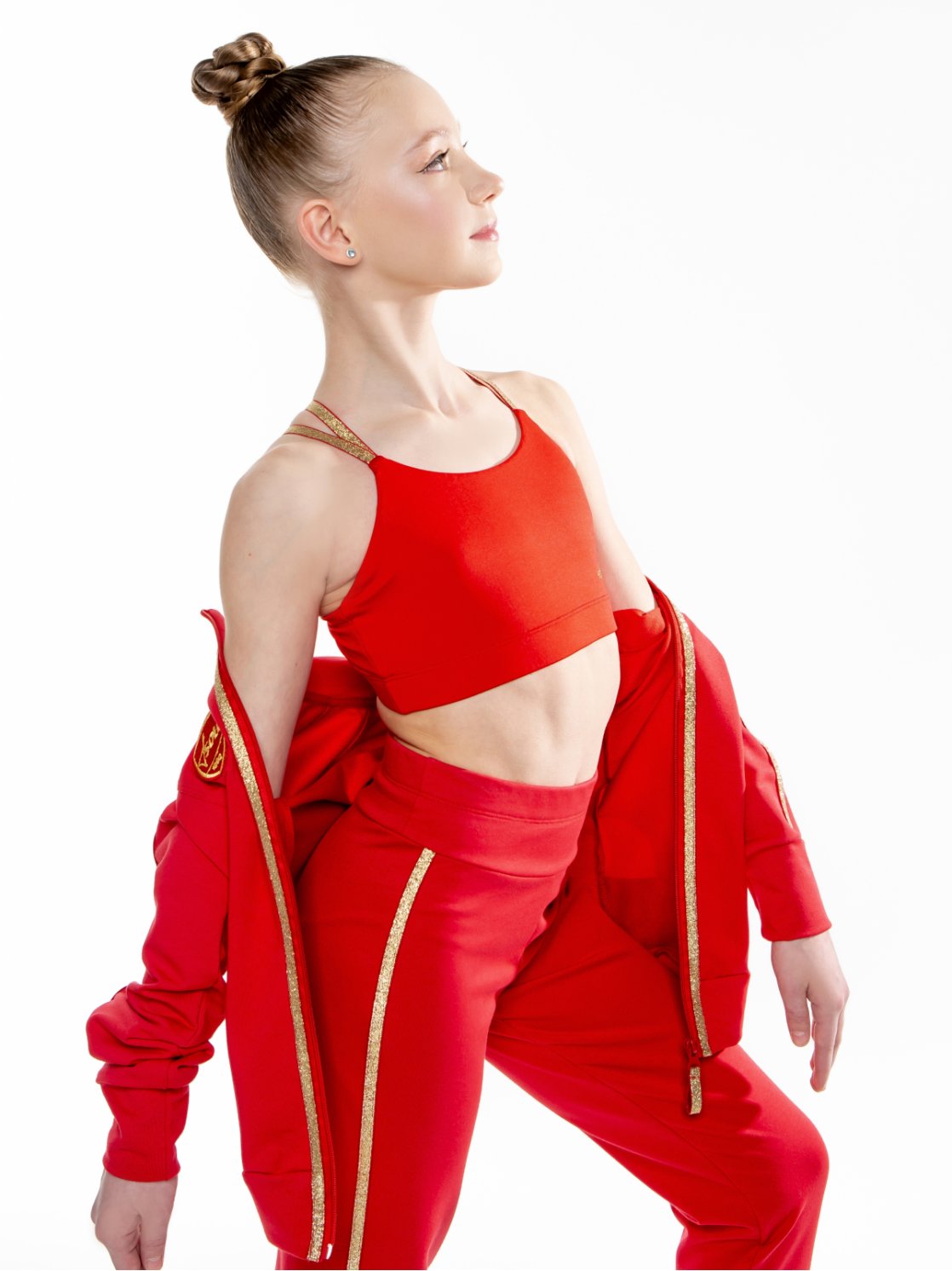 Гимнастические брюки «Триумф» красные из футера