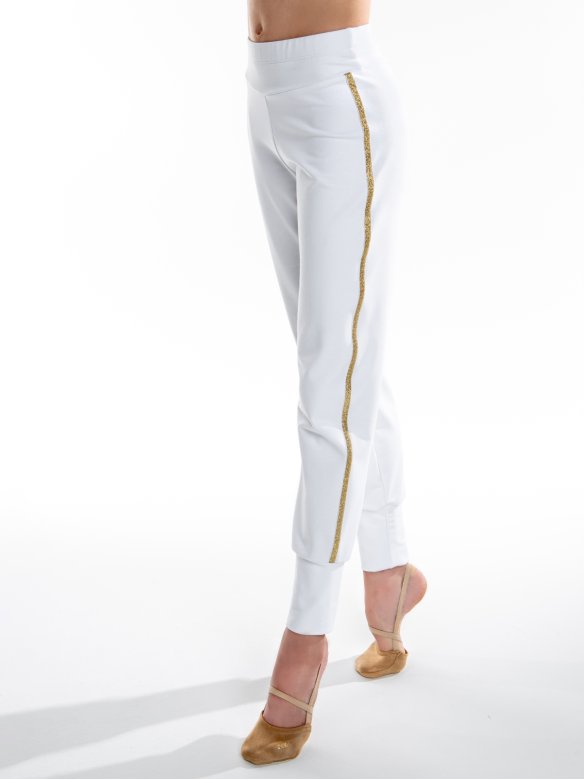Гимнастические брюки «Триумф» белые из футера