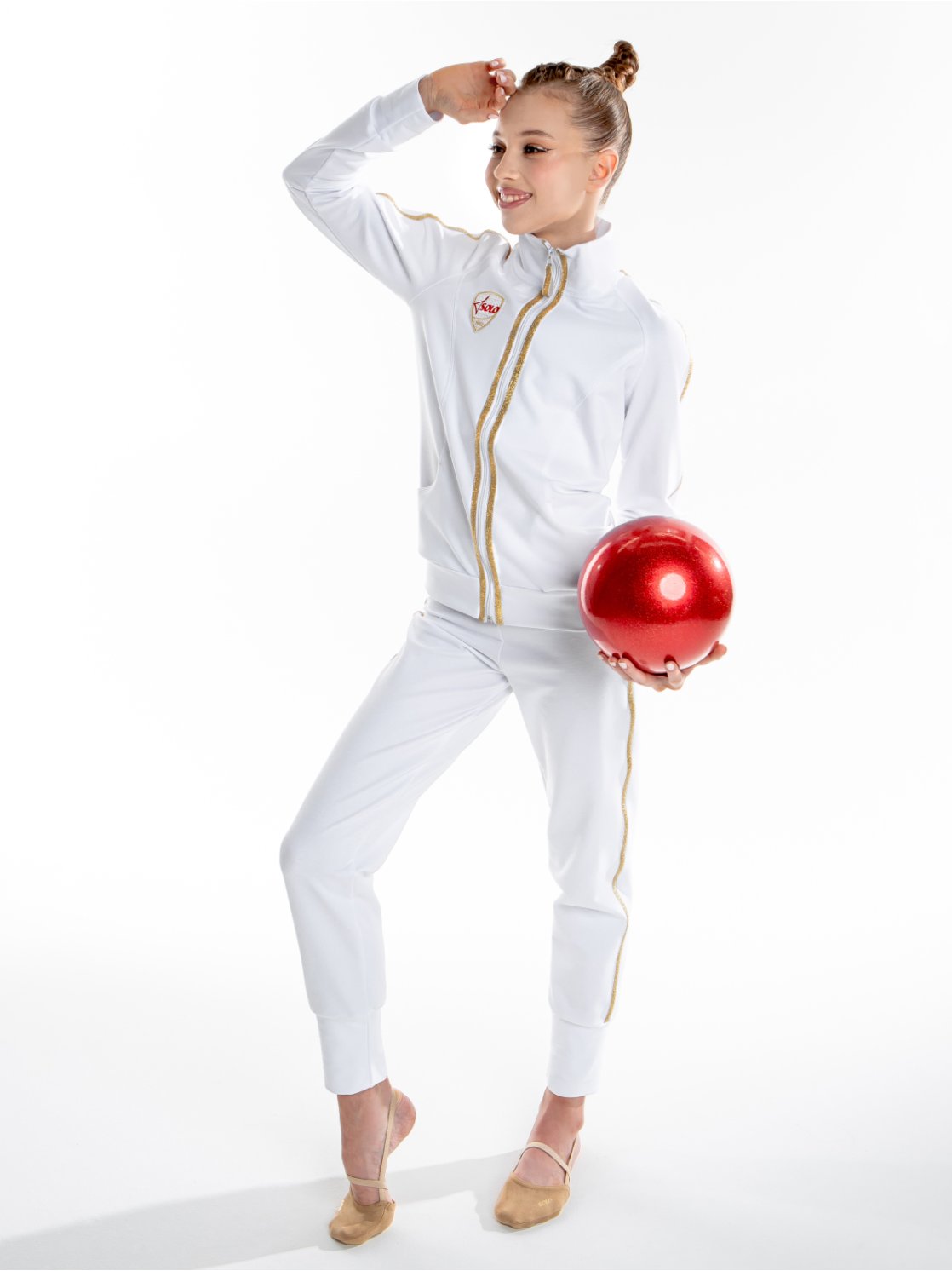 Гимнастические брюки «Триумф» белые из футера