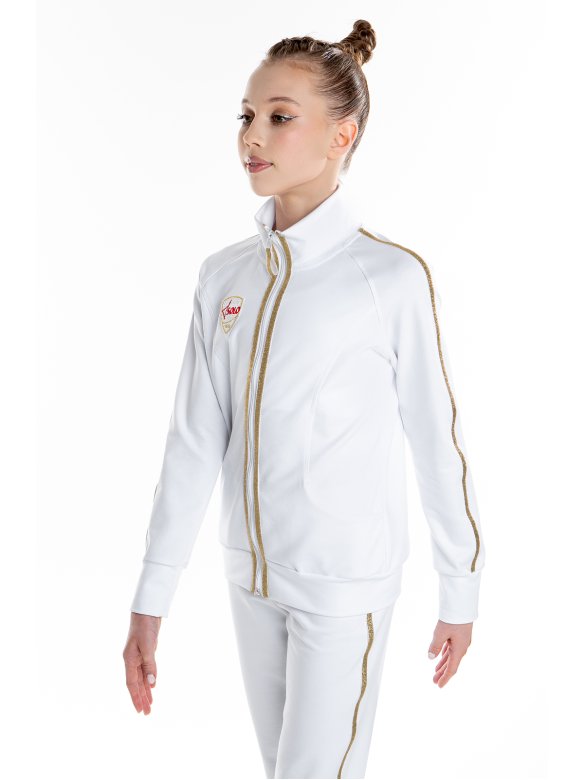 Куртка «Триумф» белая из футера на молнии