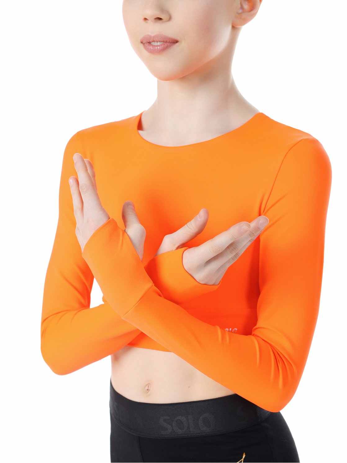 Кроп-топ лонгслив оранжевый