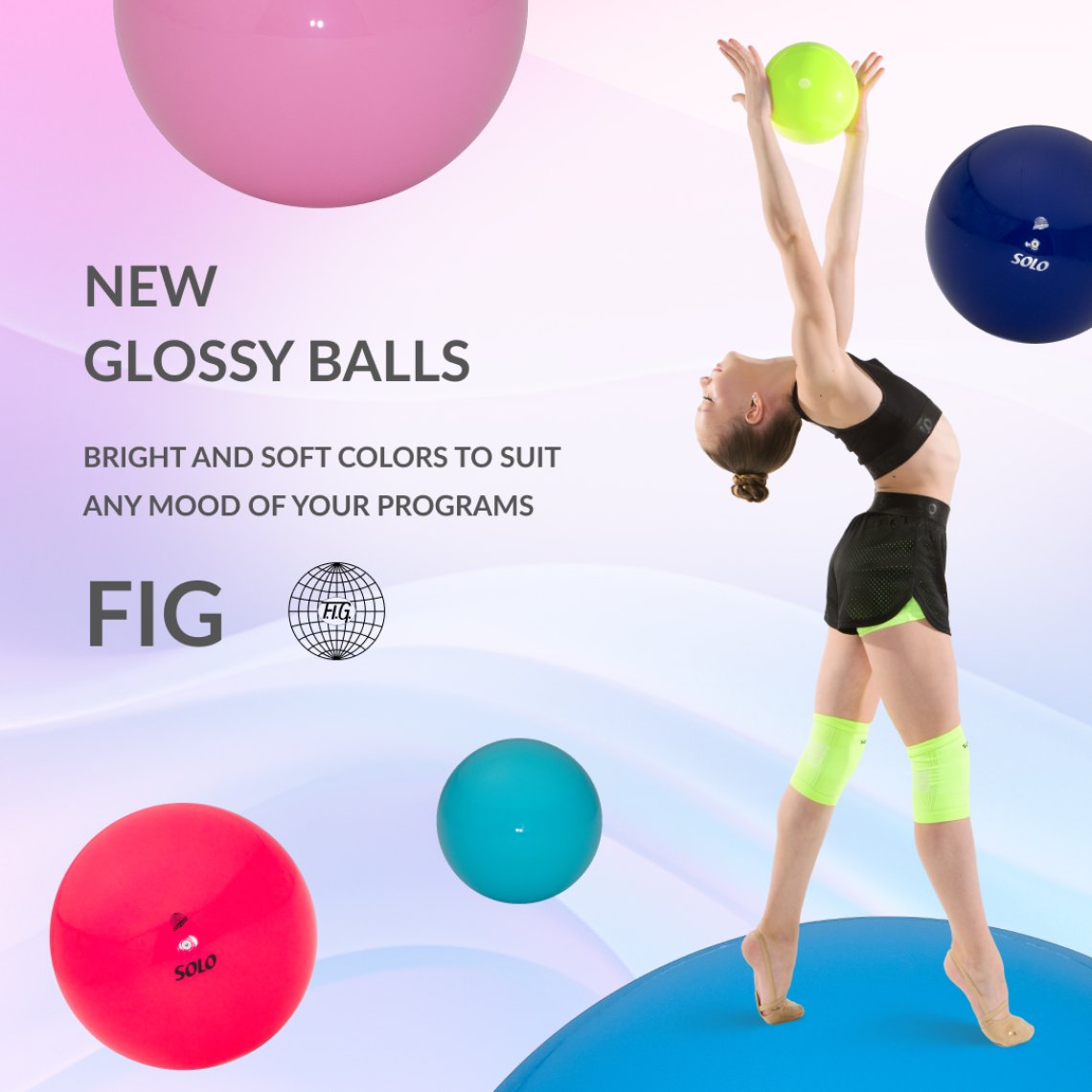 The new line of GLOSSY SOLID-COLOR BALLS for rhythmic gymnastics from SOLO